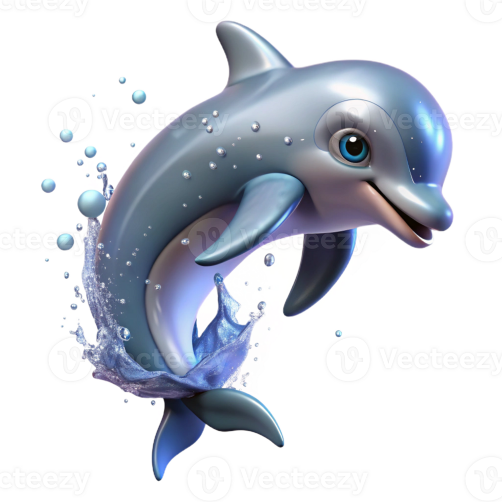 stunning creative A playful dolphin leaping out of the ocean, sparkling water droplets, dynamic pose, photorealistic style authentic png