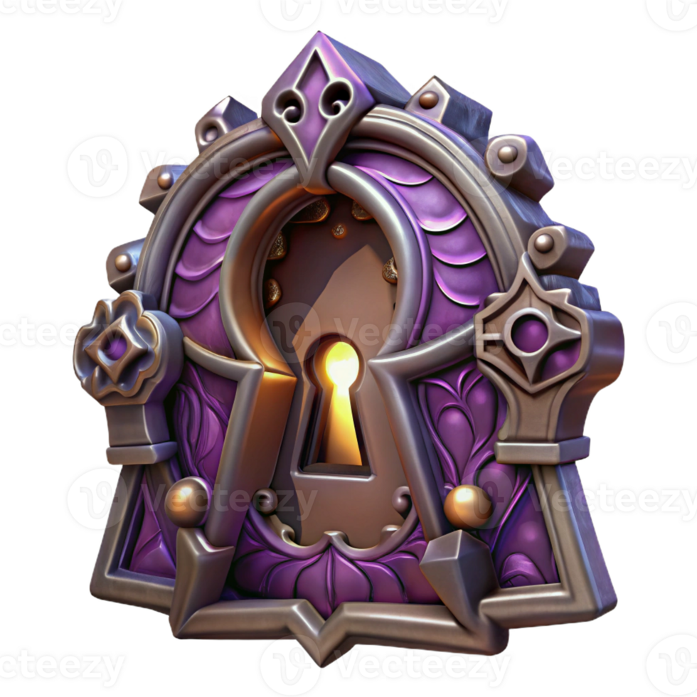 elegant artistic A gothic keyhole surrounded by intricate carvings, mysterious lighting, fantasy art style original png