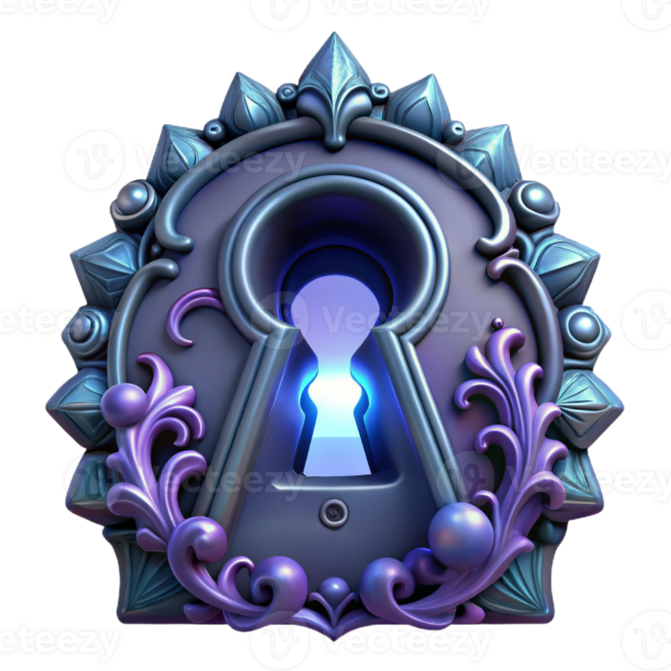 serene artistic A gothic keyhole surrounded by intricate carvings, mysterious lighting, fantasy art style exclusive png