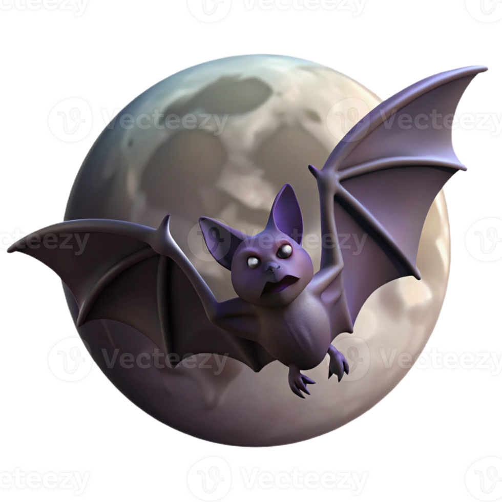 serene vintage A gothic bat in flight, silhouetted against a full moon, dark and atmospheric style high quality png