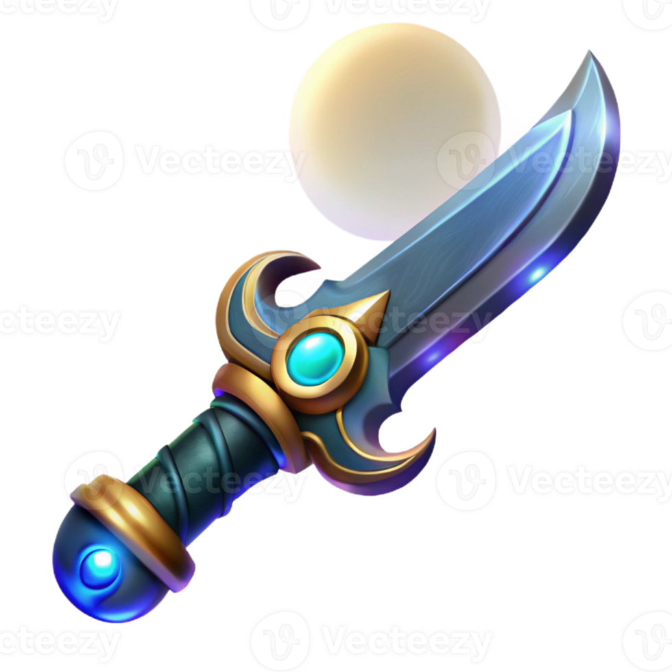 impressive traditional A gothic dagger with an ornate handle, gleaming in the moonlight, fantasy art style professional png