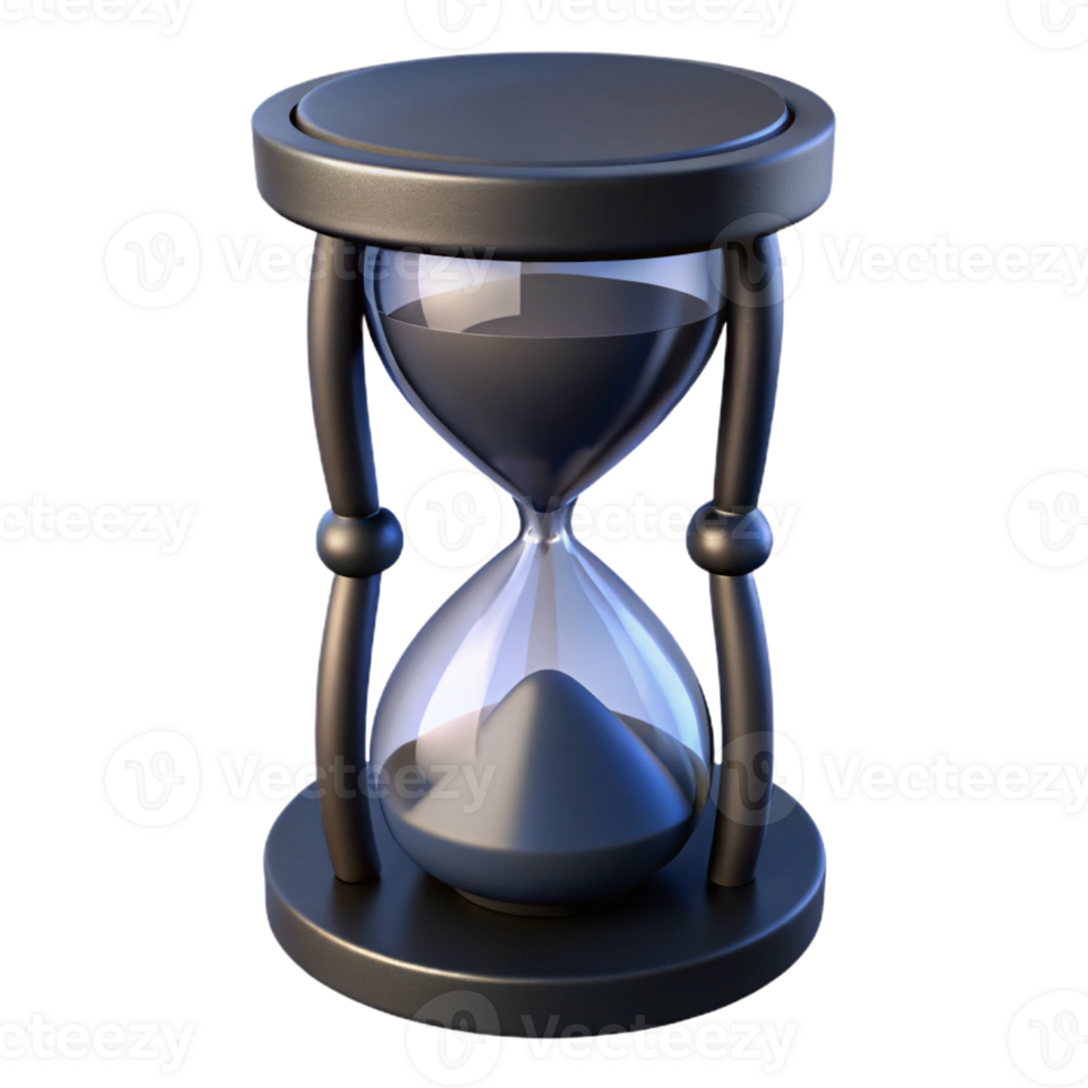 dramatic abstract A gothic hourglass filled with black sand, dimly lit, symbolic art style high resolution png