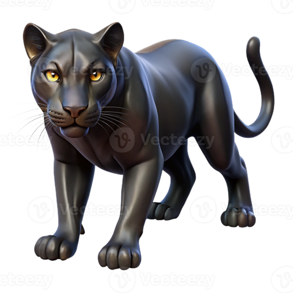 beautiful vintage A sleek black panther prowling through the night, dramatic lighting, realistic rendering original png