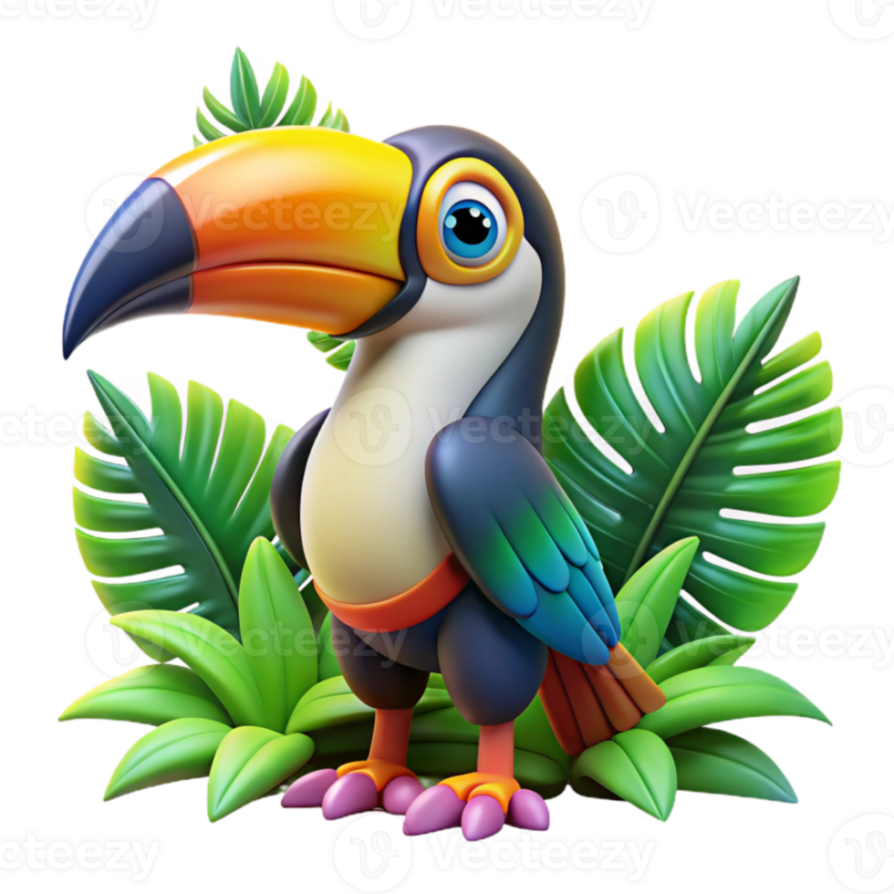 impressive rustic A colorful toucan with a large beak, detailed feathers, tropical setting but exclusive png