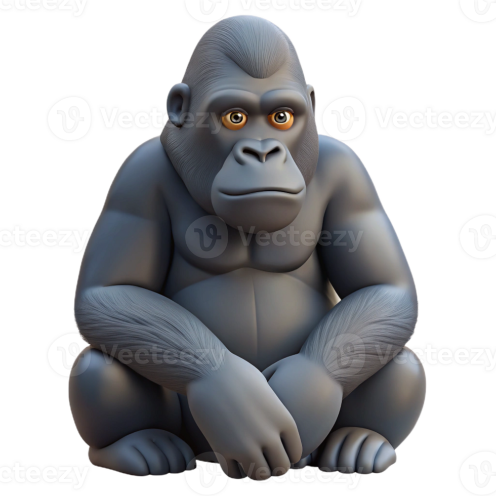 impressive rustic A solitary gorilla sitting in the rainforest, contemplative pose, realistic rendering professional png