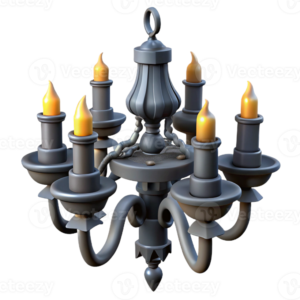 serene contemporary A gothic chandelier with flickering candles, dramatic shadows, gothic horror illustration style high resolution png