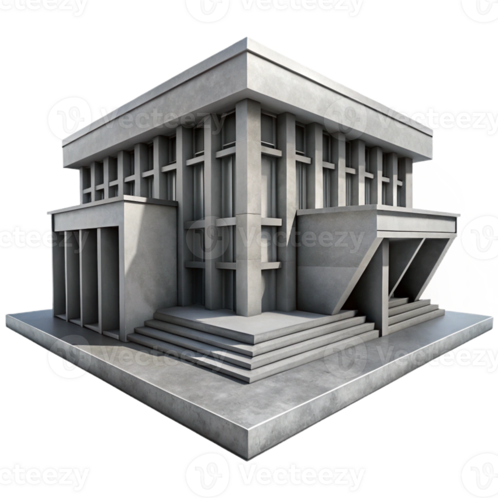 vibrant traditional A Brutalist concrete library, harsh shadows, dramatic lighting, monochrome, exclusive png
