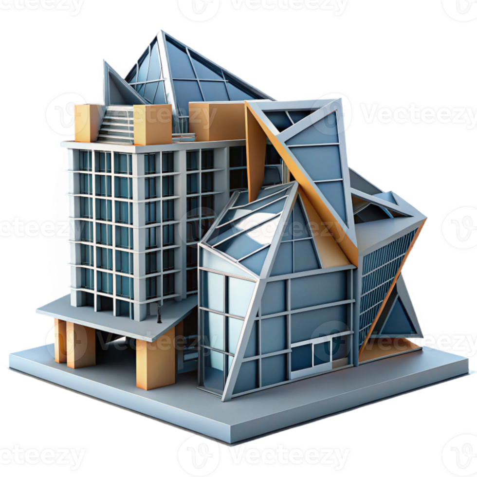 wonderful artistic A deconstructivist office building, fragmented forms, sharp angles, dramatic lighting, exclusive png