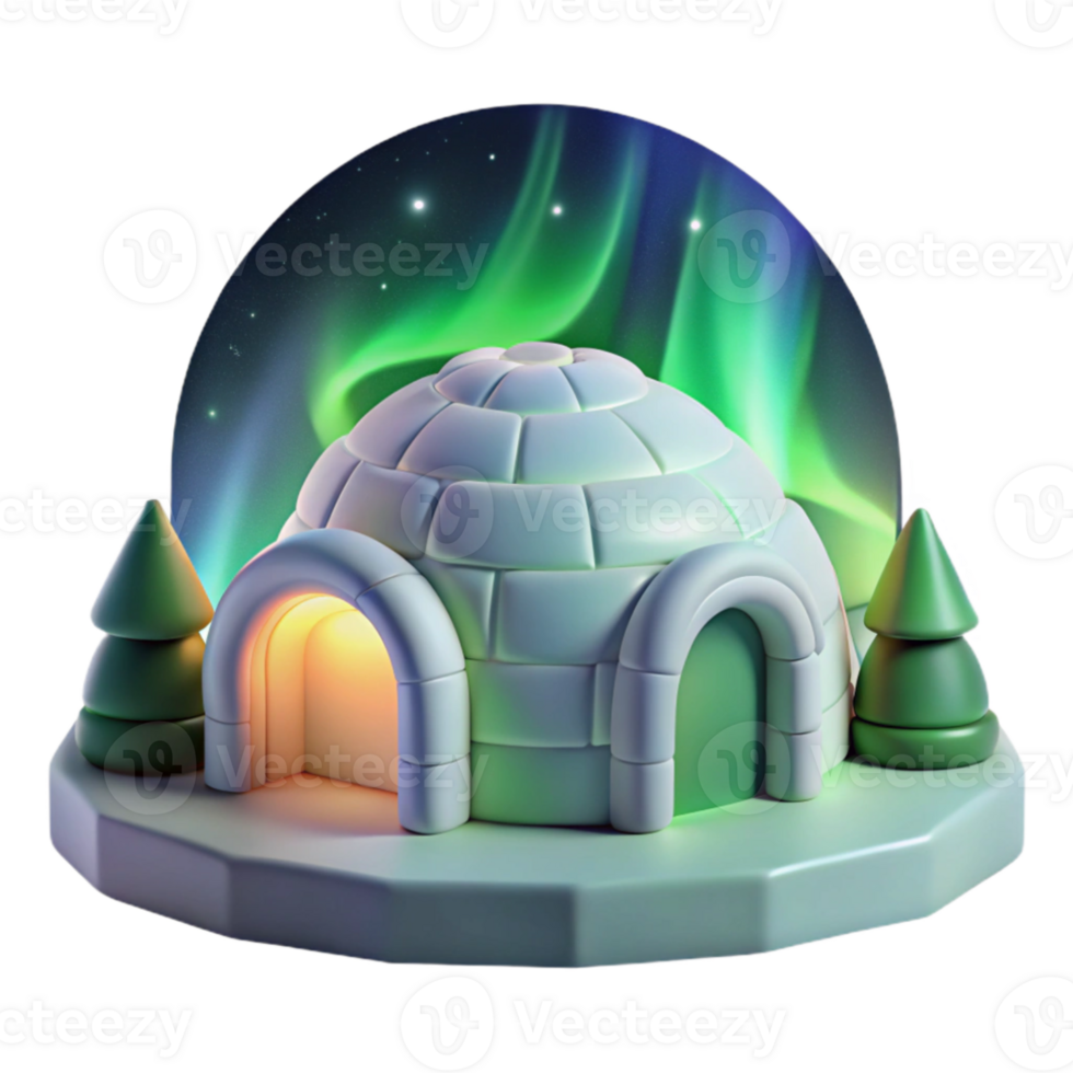 stunning rustic An igloo village under the aurora borealis, ethereal lighting, realistic, professional png