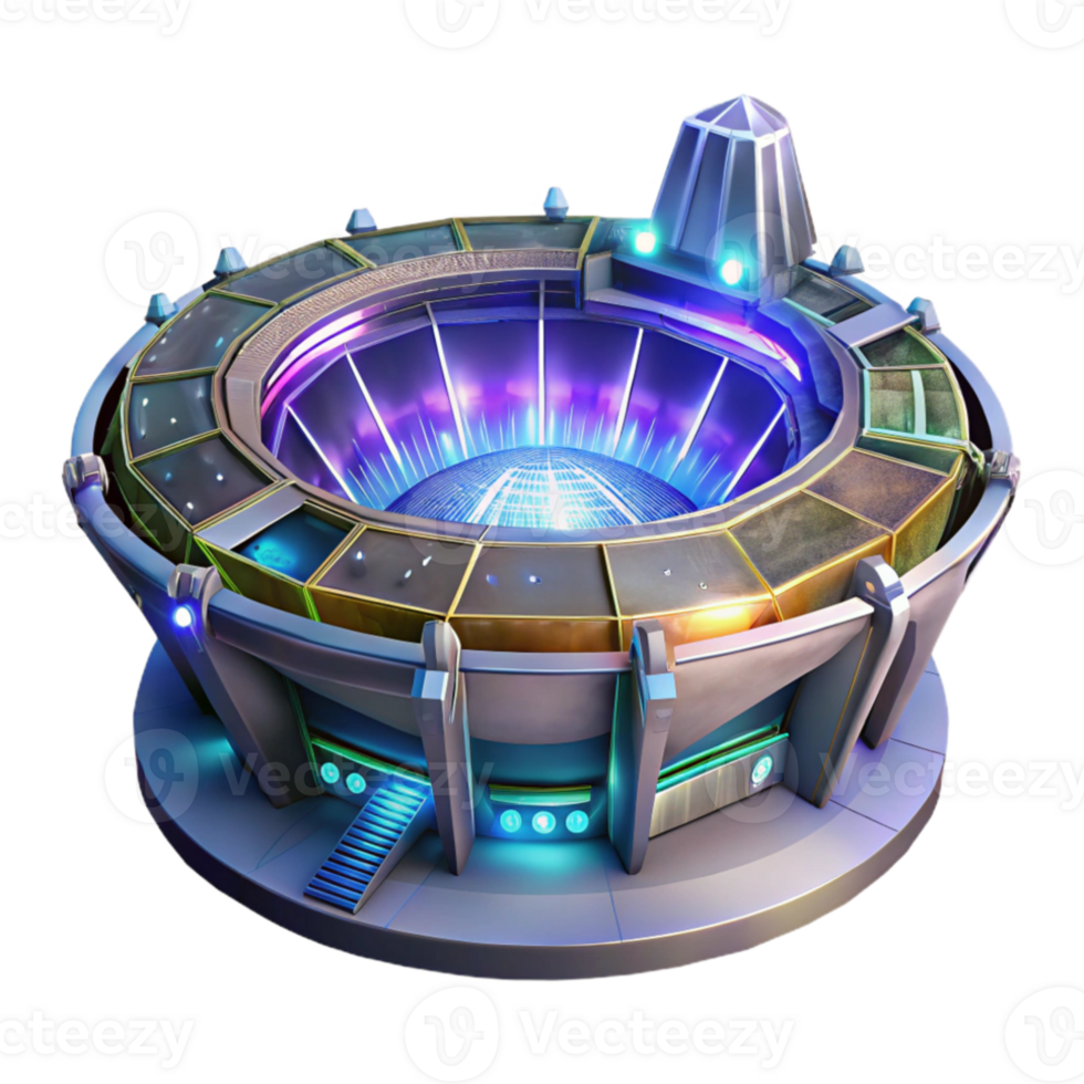 impressive contemporary A futuristic floating stadium, holographic projections, dynamic lighting, cyberpunk, 4K png