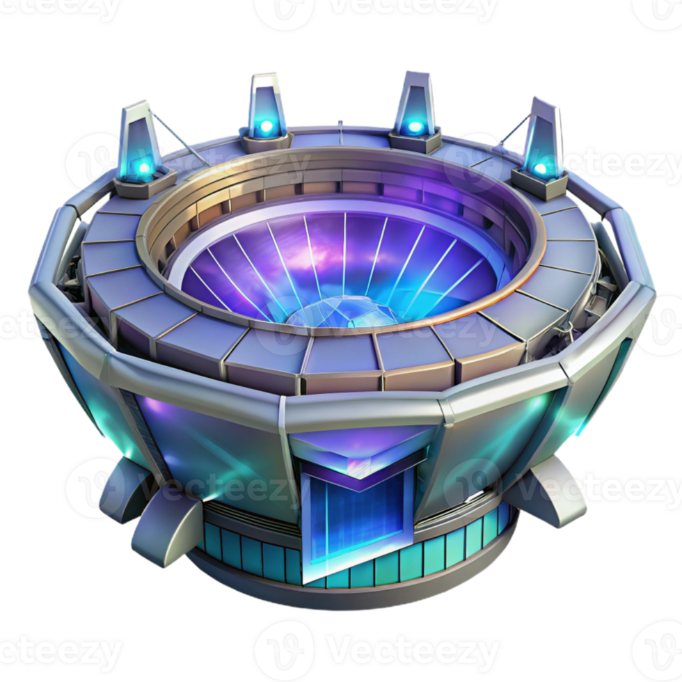 vibrant minimalist A futuristic floating stadium, holographic projections, dynamic lighting, cyberpunk, detailed png