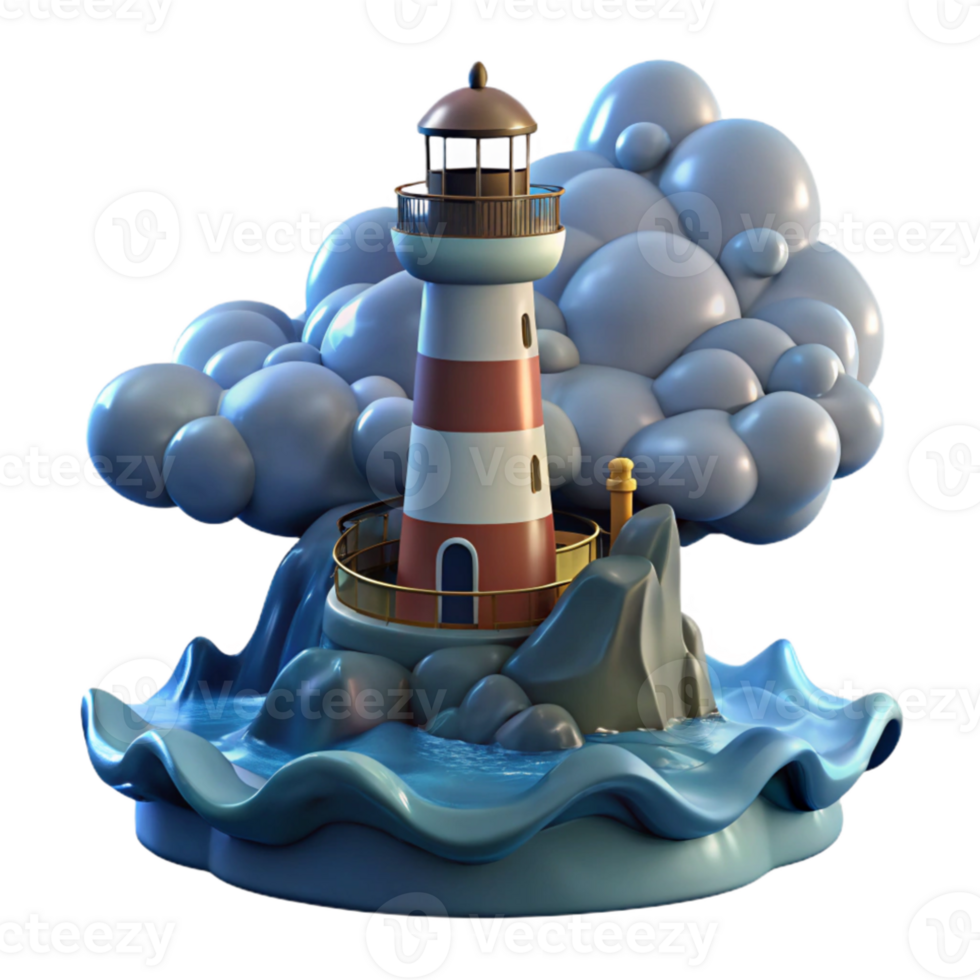 impressive vintage A floating lighthouse, guiding ships through a stormy sea, dramatic lighting, fantasy, high resolution png