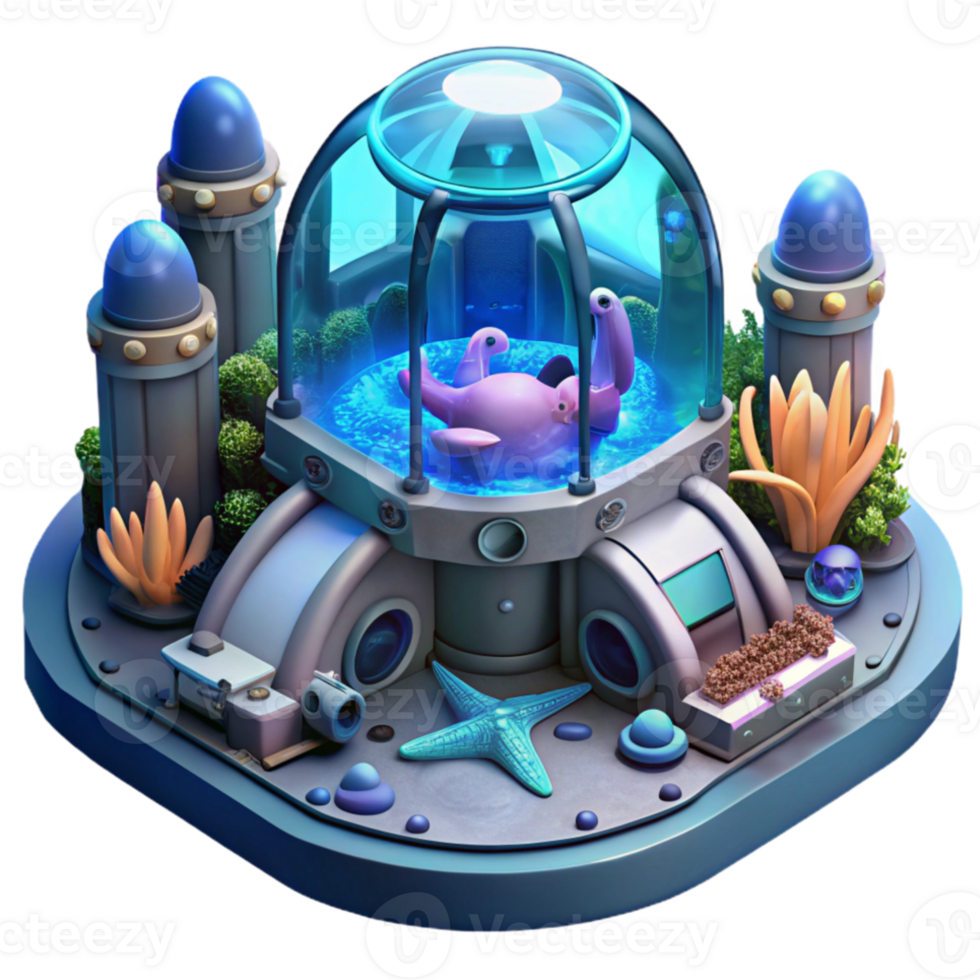 beautiful abstract An underwater research facility, surrounded by deep-sea creatures, bioluminescent lighting, science fiction, exclusive png
