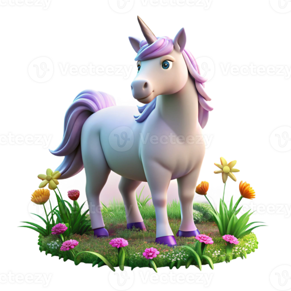 wonderful modern A benevolent unicorn, with a glowing horn, grazing in a meadow of wildflowers, bathed in soft sunlight. Fantasy art style authentic png