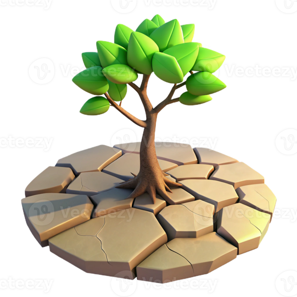 elegant minimalist A solitary tree growing from a cracked pavement, warm sunlight, hopeful lighting, impressionistic style detailed png