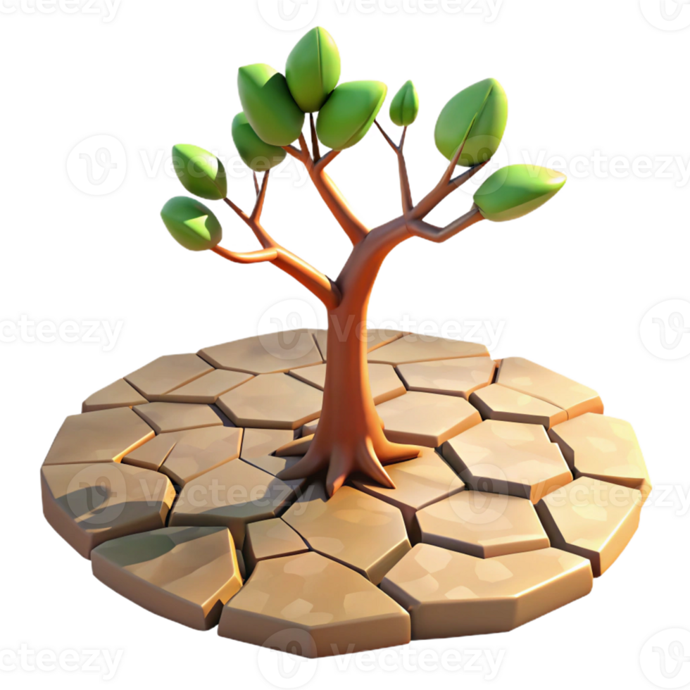 magnificent vintage A solitary tree growing from a cracked pavement, warm sunlight, hopeful lighting, impressionistic style detailed png