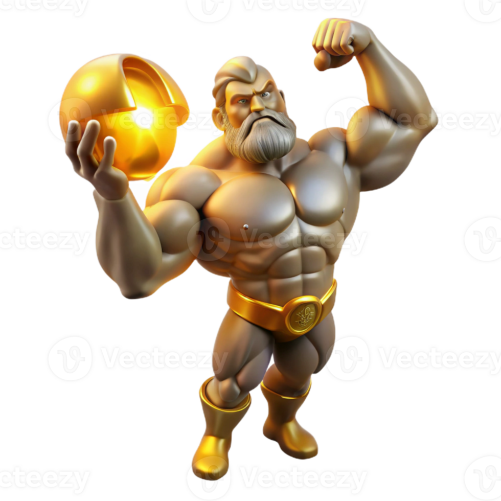 impressive classic A powerful titan, with immense strength, holding up the sky, illuminated by a golden light. Greek mythology style exclusive png