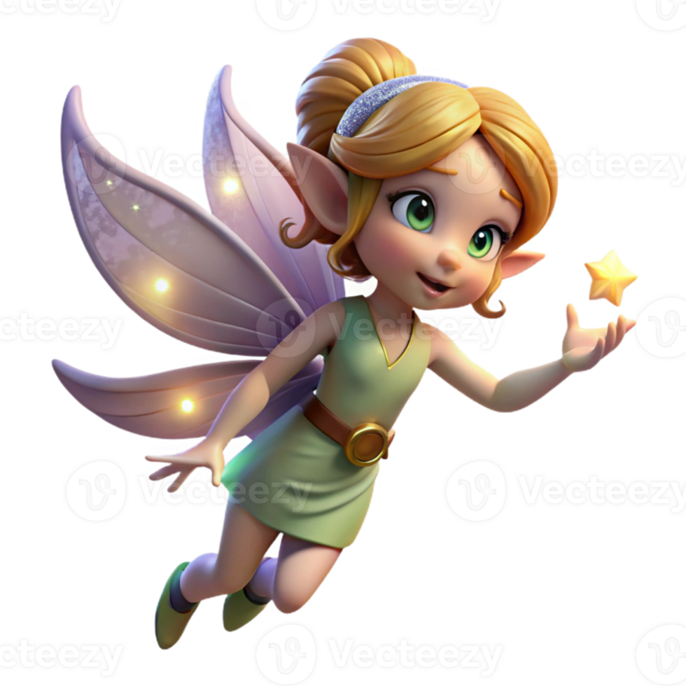 extraordinary traditional A mischievous pixie, with delicate wings and glowing hair, sprinkling fairy dust, lit by the soft light of the moon. Fantasy art style genuine png