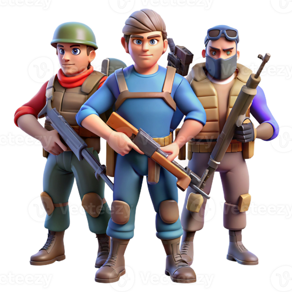 elegant creative A group of rebels armed with makeshift weapons, standing defiantly, dynamic lighting, comic book style authentic png