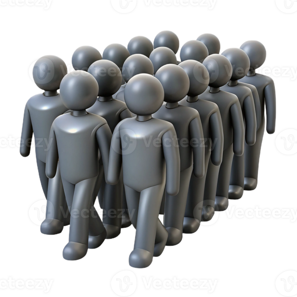 wonderful contemporary A crowd of faceless figures marching in unison, monochrome palette, oppressive atmosphere, Orwellian style 4K png