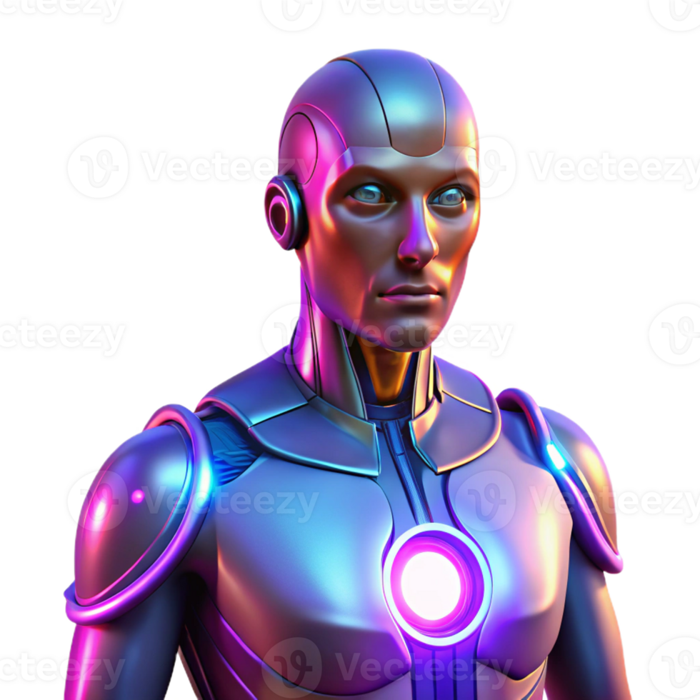 impressive traditional A cybernetically enhanced human with glowing implants, vibrant colors, cyberpunk lighting detailed png