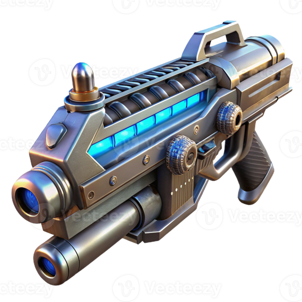 impressive contemporary A futuristic weapon with intricate details, metallic textures, dramatic lighting high resolution png