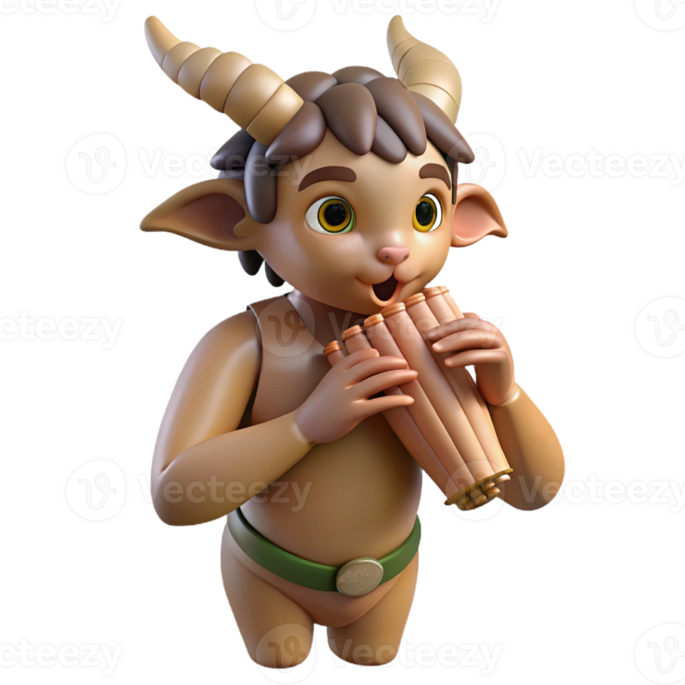 beautiful creative A mischievous satyr playing a pan flute in a sun-drenched forest glade, warm, natural lighting. Classical mythology art style original png