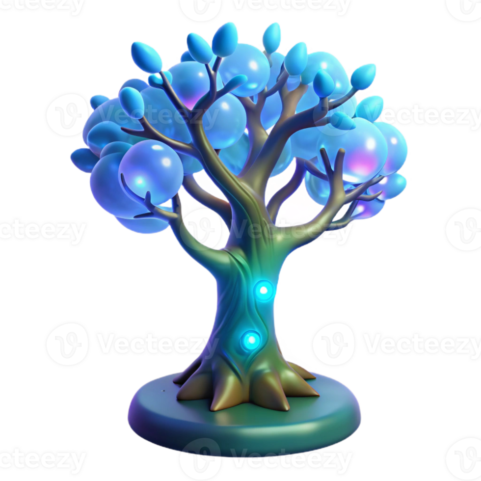 elegant modern A solitary, bioluminescent tree on a desolate alien planet, with glowing branches and ethereal, pulsating light, lit by its own internal glow. Fantasy style genuine png