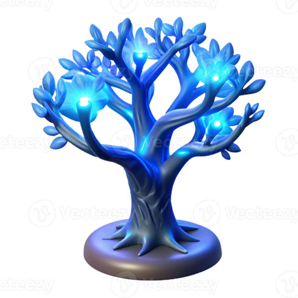 beautiful rustic A solitary, bioluminescent tree on a desolate alien planet, with glowing branches and ethereal, pulsating light, lit by its own internal glow. Fantasy style premium png