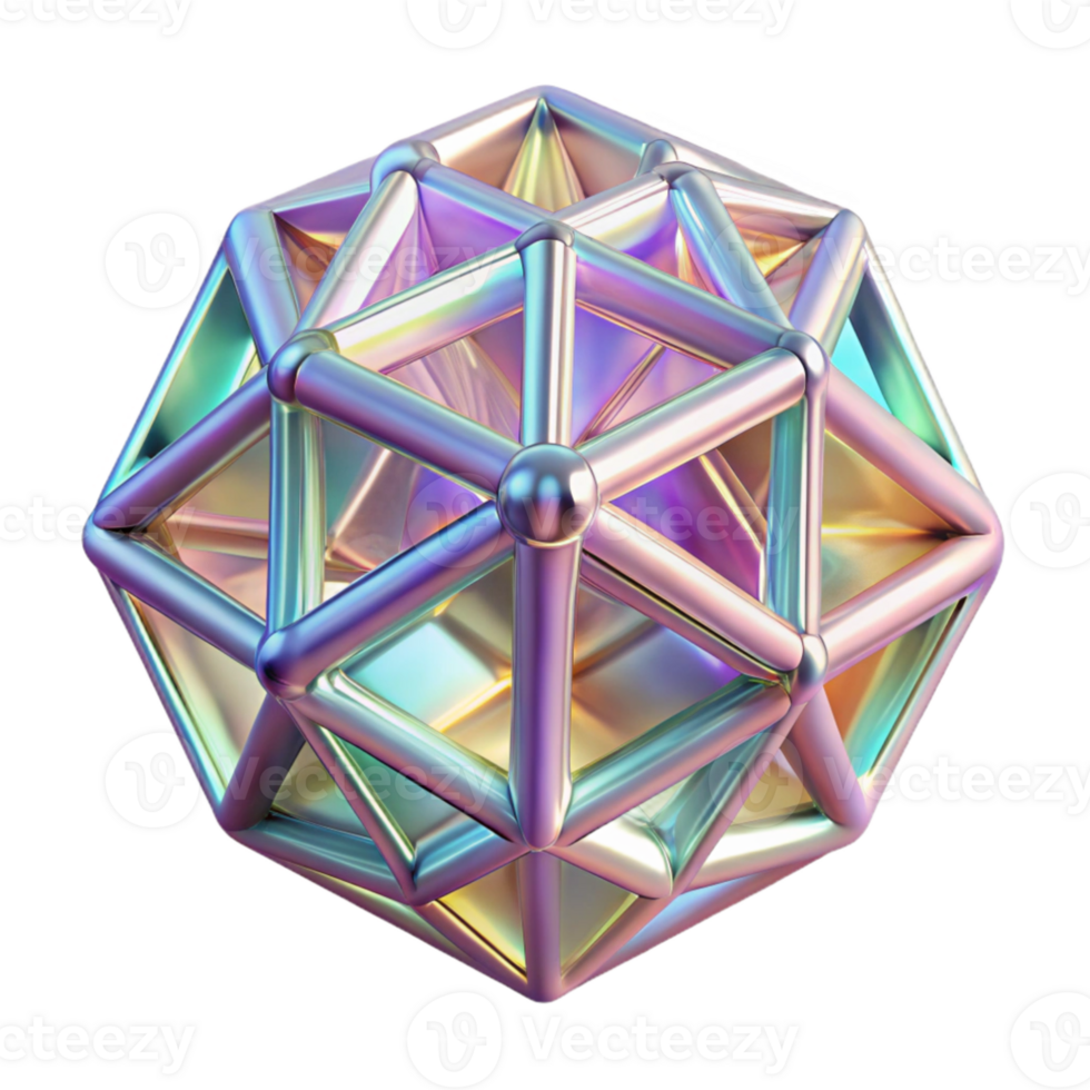vibrant modern Crystalline structures forming intricate lattices, with a refractive light effect and iridescent hues, in a minimalist style premium png