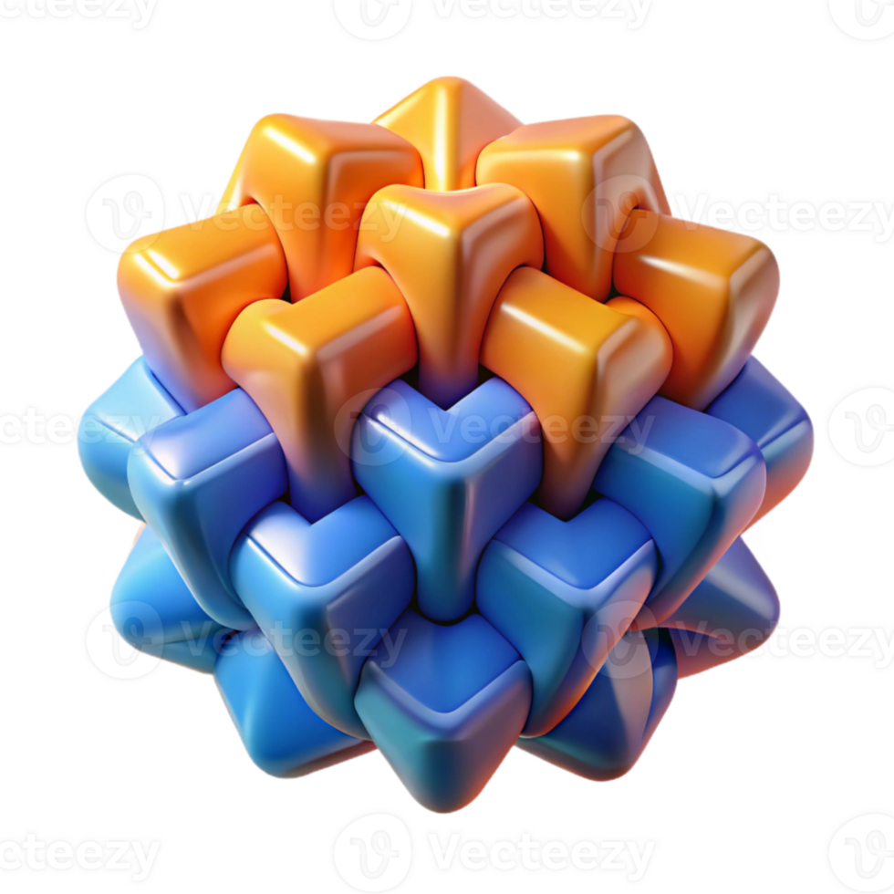 elegant minimalist Interlocking tessellated patterns, with a gradient shift from warm oranges to cool blues, illuminated by a subtle ambient light, in a geometric abstract style high resolution png