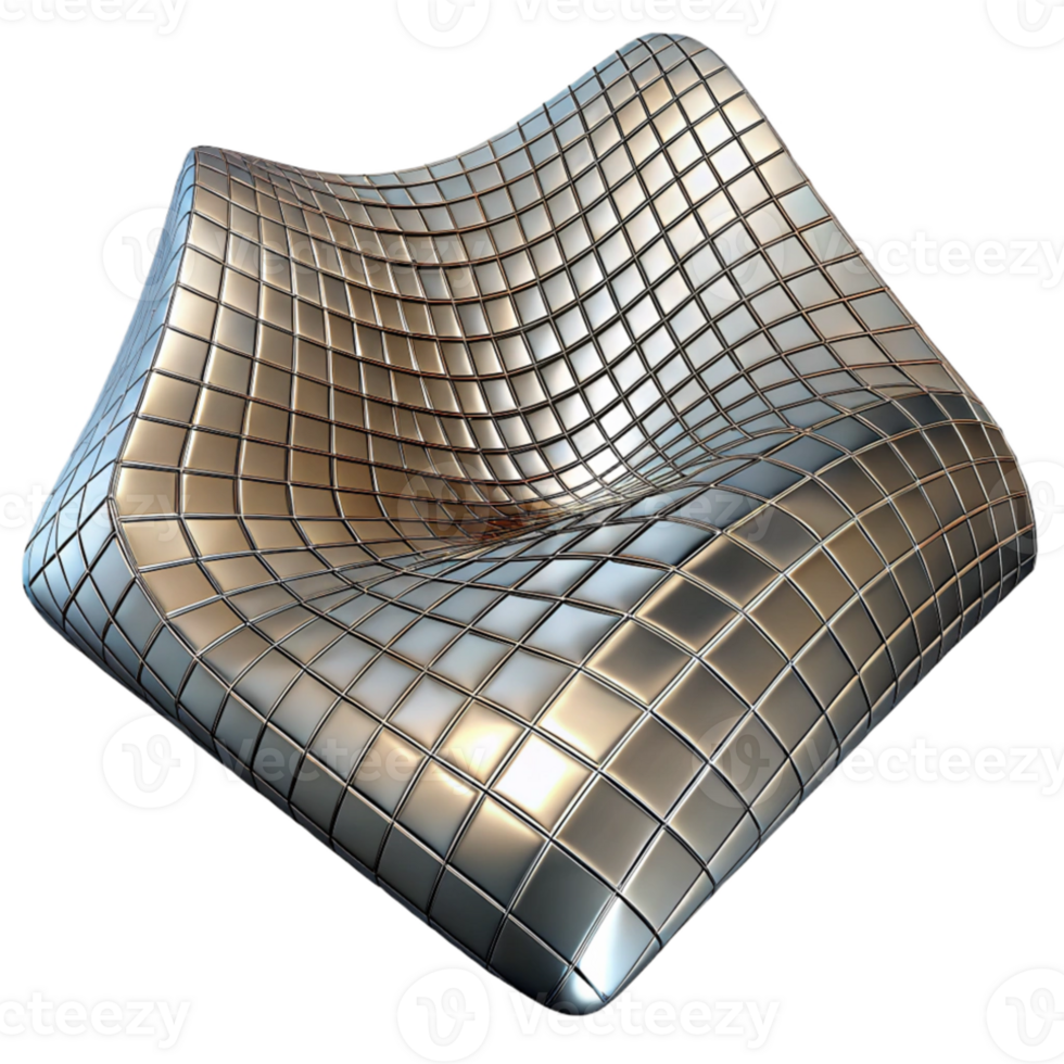 impressive abstract A field of distorted grids, warping and bending in three-dimensional space, with a metallic texture and a dramatic lighting contrast, in a digital art style detailed png