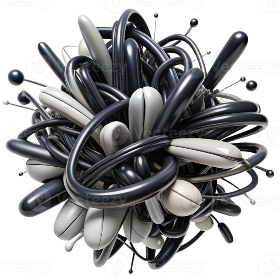 wonderful abstract A chaotic jumble of lines and scribbles, with a gestural quality and a high contrast black and white color scheme, in an action painting style detailed png