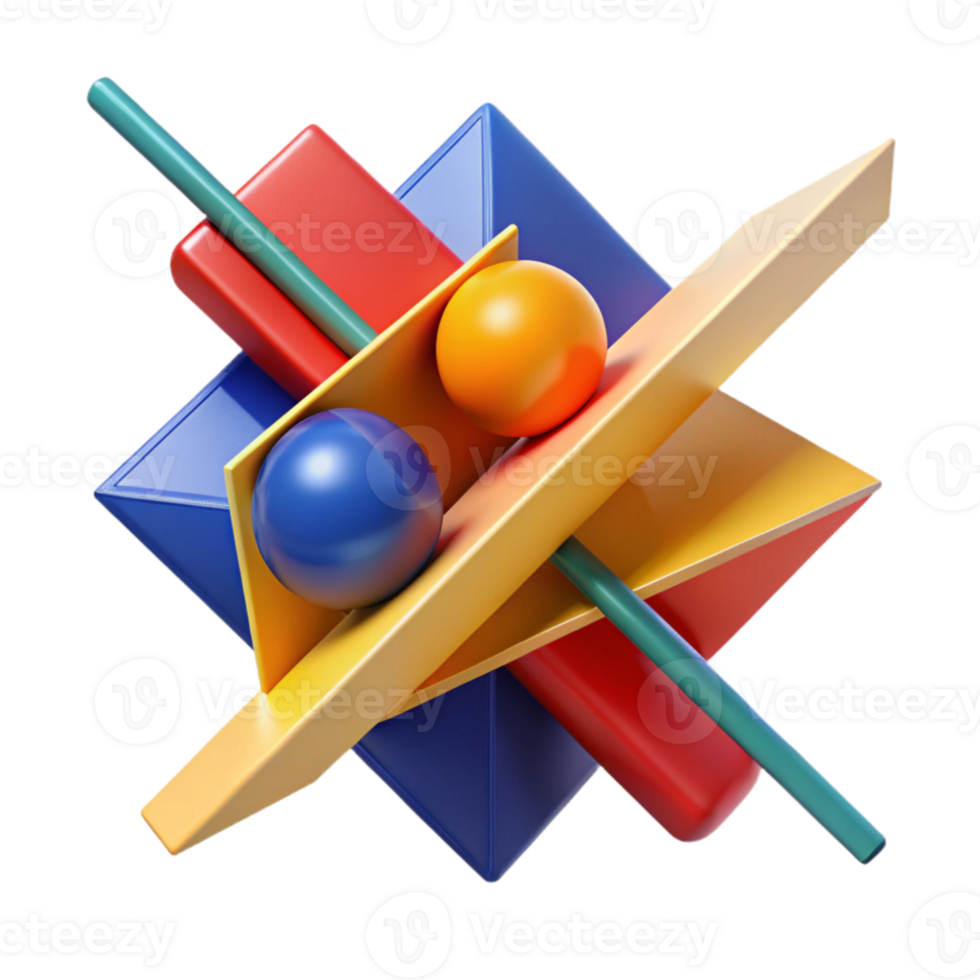 beautiful abstract A dynamic composition of intersecting lines and planes, with a bold color scheme and a geometric abstract style, in a constructivist style high quality png