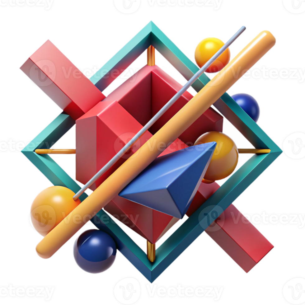 stunning minimalist A dynamic composition of intersecting lines and planes, with a bold color scheme and a geometric abstract style, in a constructivist style high resolution png