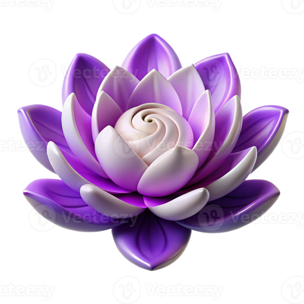 serene modern A single, perfect white lotus blossom unfolding amidst a swirling vortex of purple energy, art nouveau style genuine png