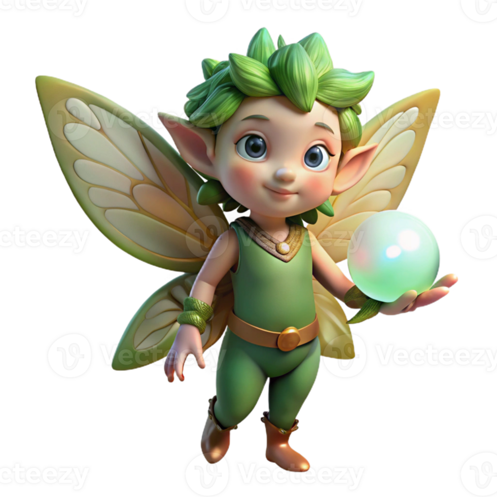 stunning traditional A mischievous forest sprite with iridescent butterfly wings, holding a glowing orb, dappled sunlight filtering through the trees, Art Nouveau style premium png