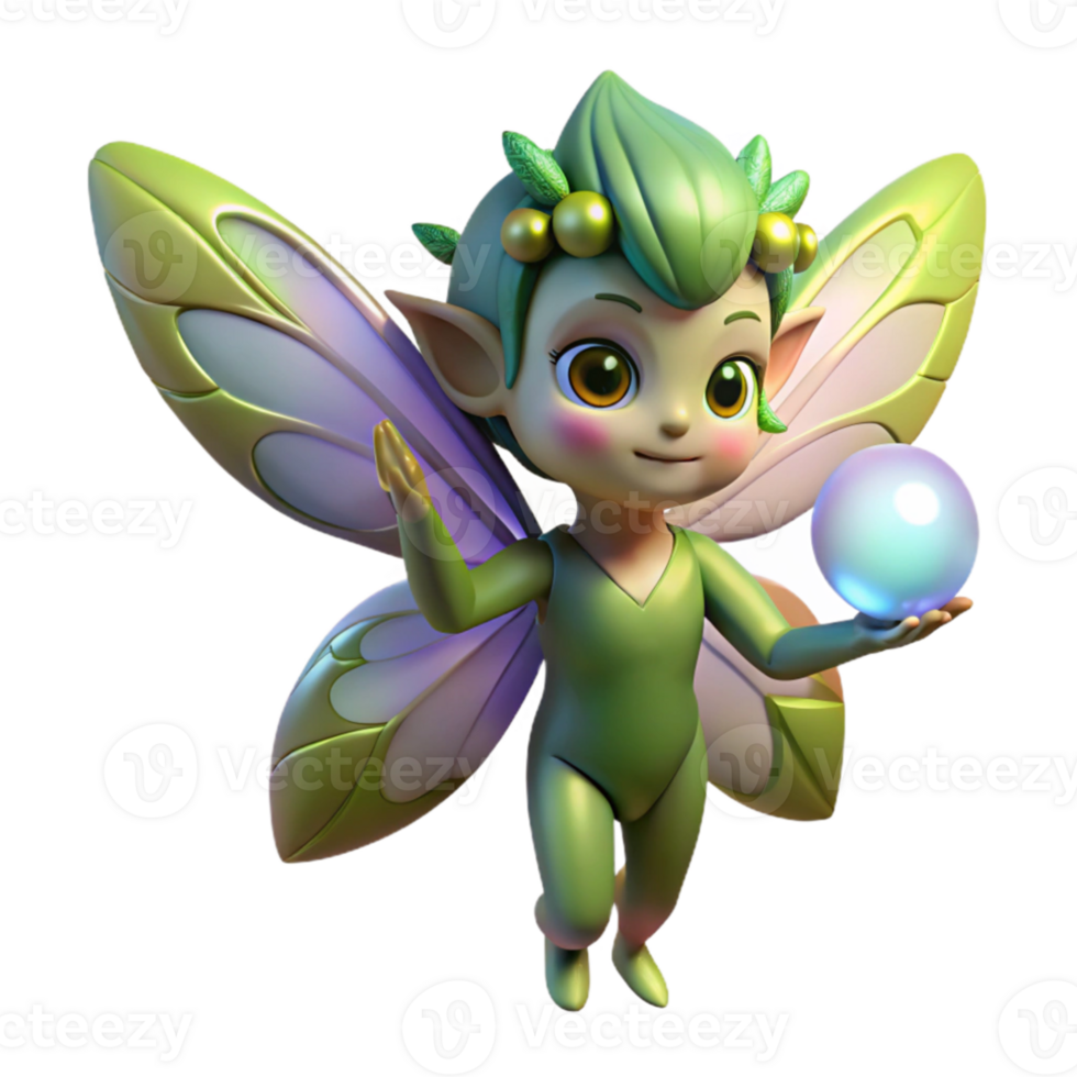 impressive rustic A mischievous forest sprite with iridescent butterfly wings, holding a glowing orb, dappled sunlight filtering through the trees, Art Nouveau style detailed png
