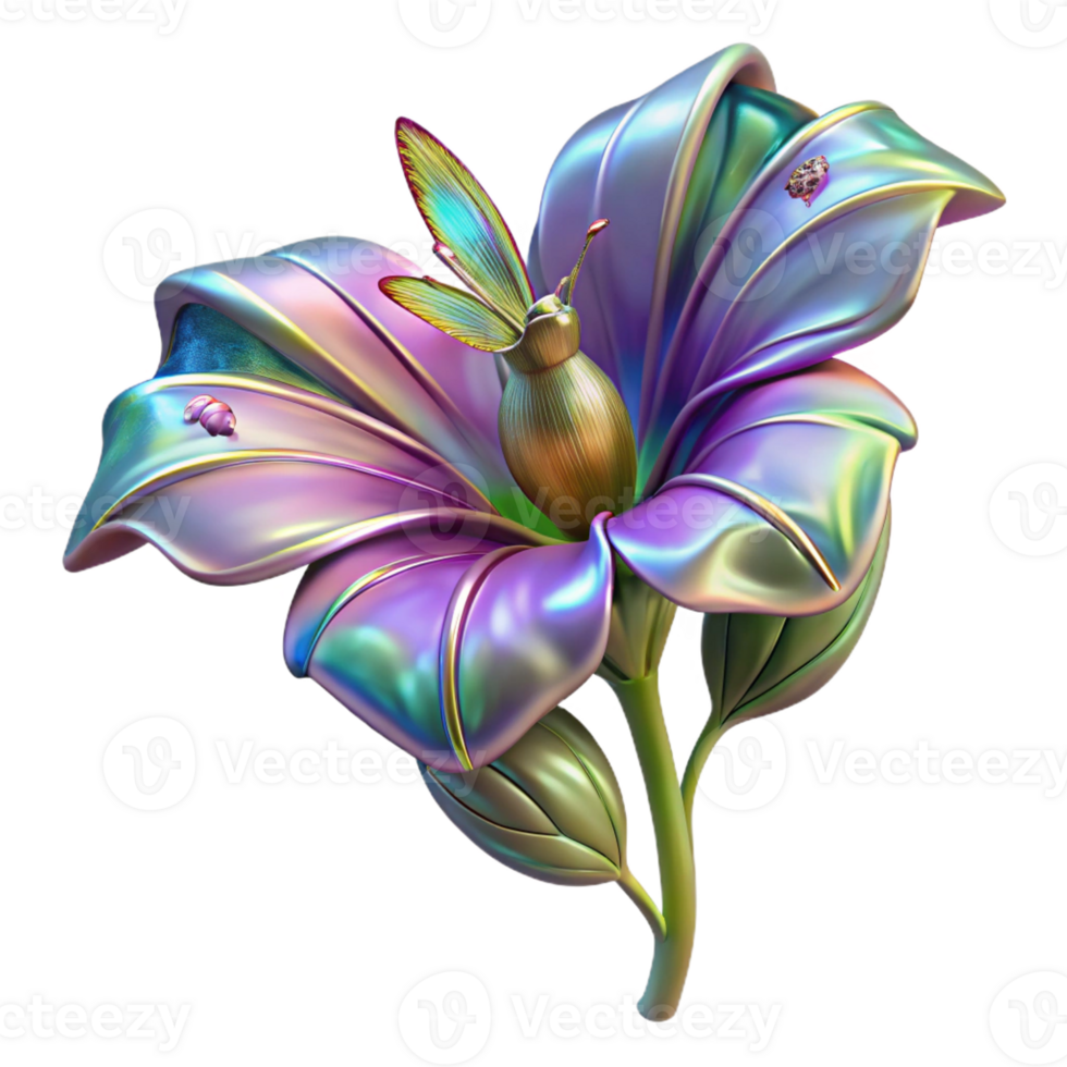 stunning traditional A single, iridescent butterfly with wings of stained glass, perched on a blooming nightshade flower, art nouveau style original png
