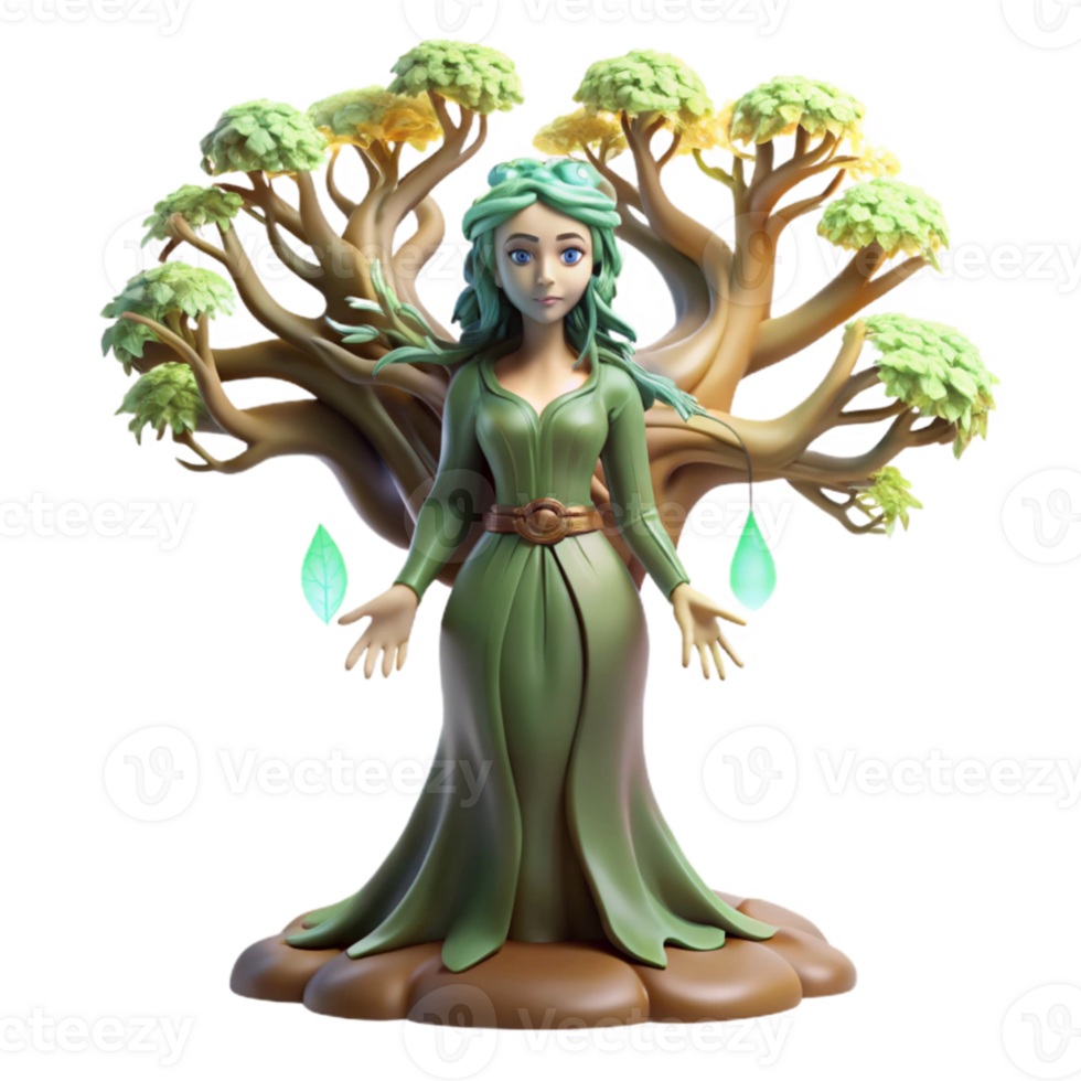 impressive vintage A serene dryad emerging from an ancient oak tree, ethereal lighting, pre-Raphaelite style original png