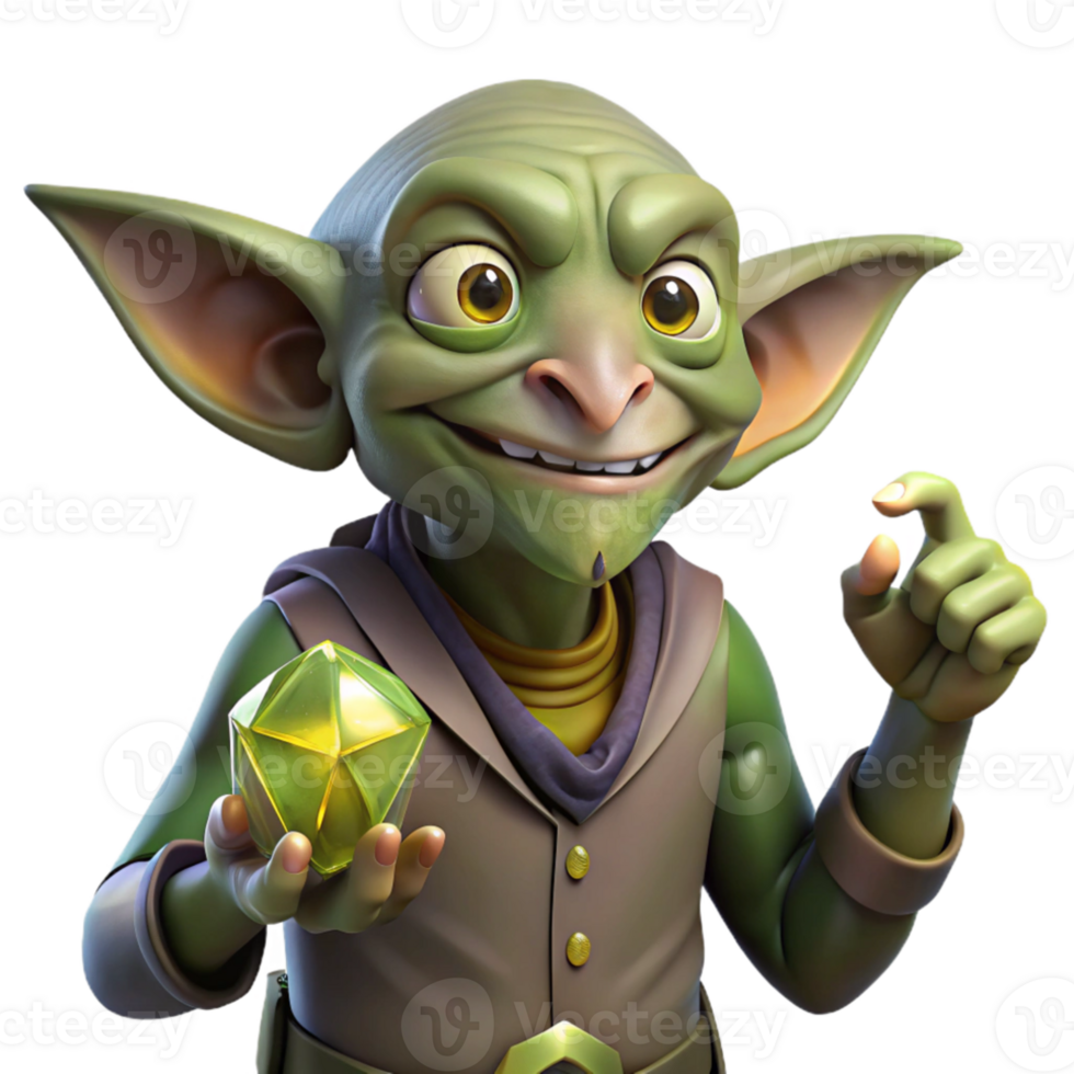impressive rustic A cunning goblin holding a stolen jewel, dimly lit, gritty realism style original png