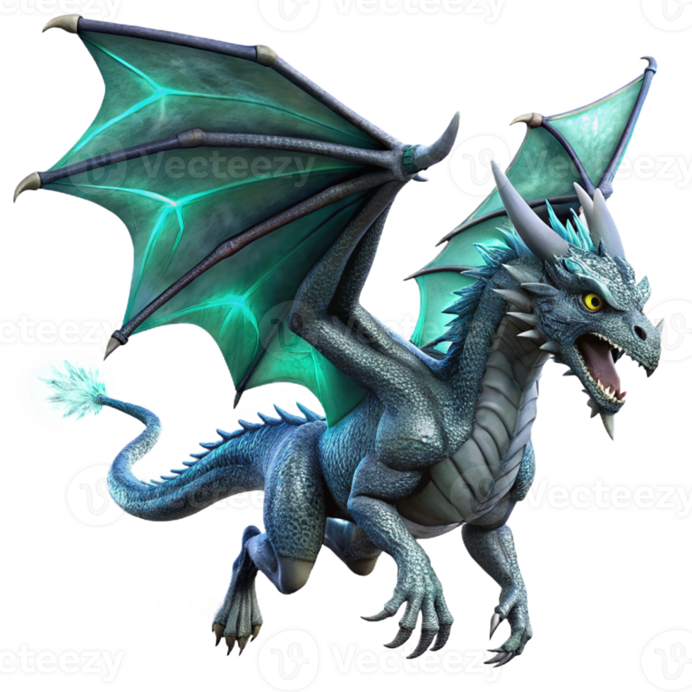 impressive vintage A majestic dragon with scales of obsidian and eyes of burning emerald, soaring through a storm-wracked sky, fantasy art style professional png