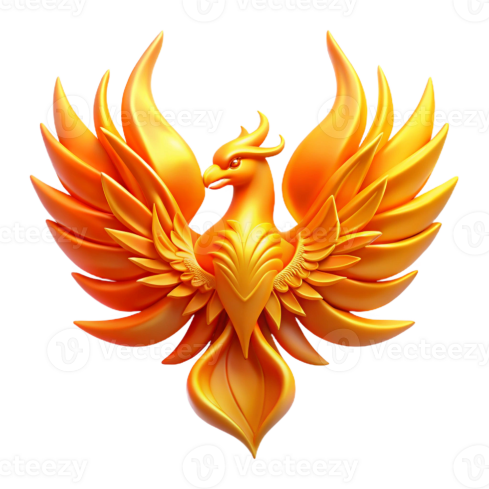dramatic traditional A celestial phoenix rising from flames, vibrant and radiant lighting, Art Deco style premium png