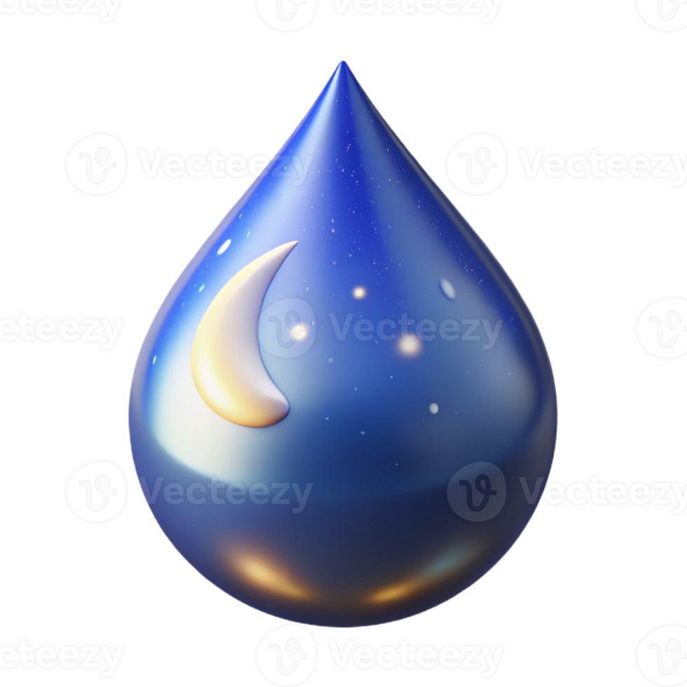 vibrant creative A single, perfect teardrop of liquid moonlight suspended in mid-air, reflecting the surrounding cosmos, space art style original png