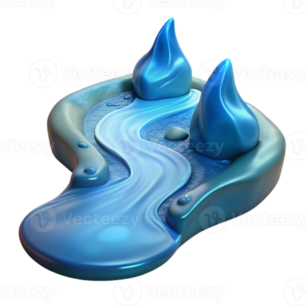 vibrant modern A tranquil water elemental flowing through a stream, serene and reflective lighting, impressionist style authentic png