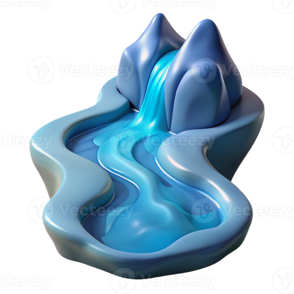 stunning minimalist A tranquil water elemental flowing through a stream, serene and reflective lighting, impressionist style high resolution png