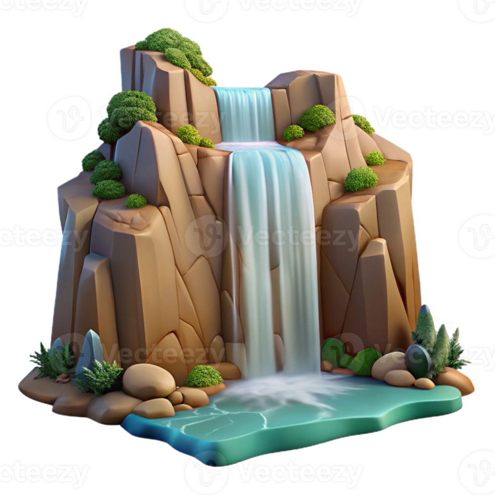 stunning classic A majestic waterfall cascading down a cliff face, dramatic and scenic lighting, landscape painting style high quality png