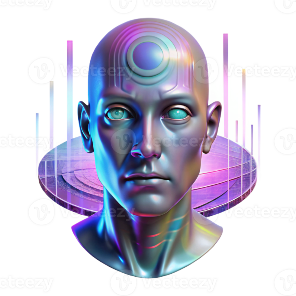 beautiful creative A holographic projection of a human face, glitching and distorting, against a backdrop of abstract data streams. Eerie, unsettling lighting, digital art style exclusive png