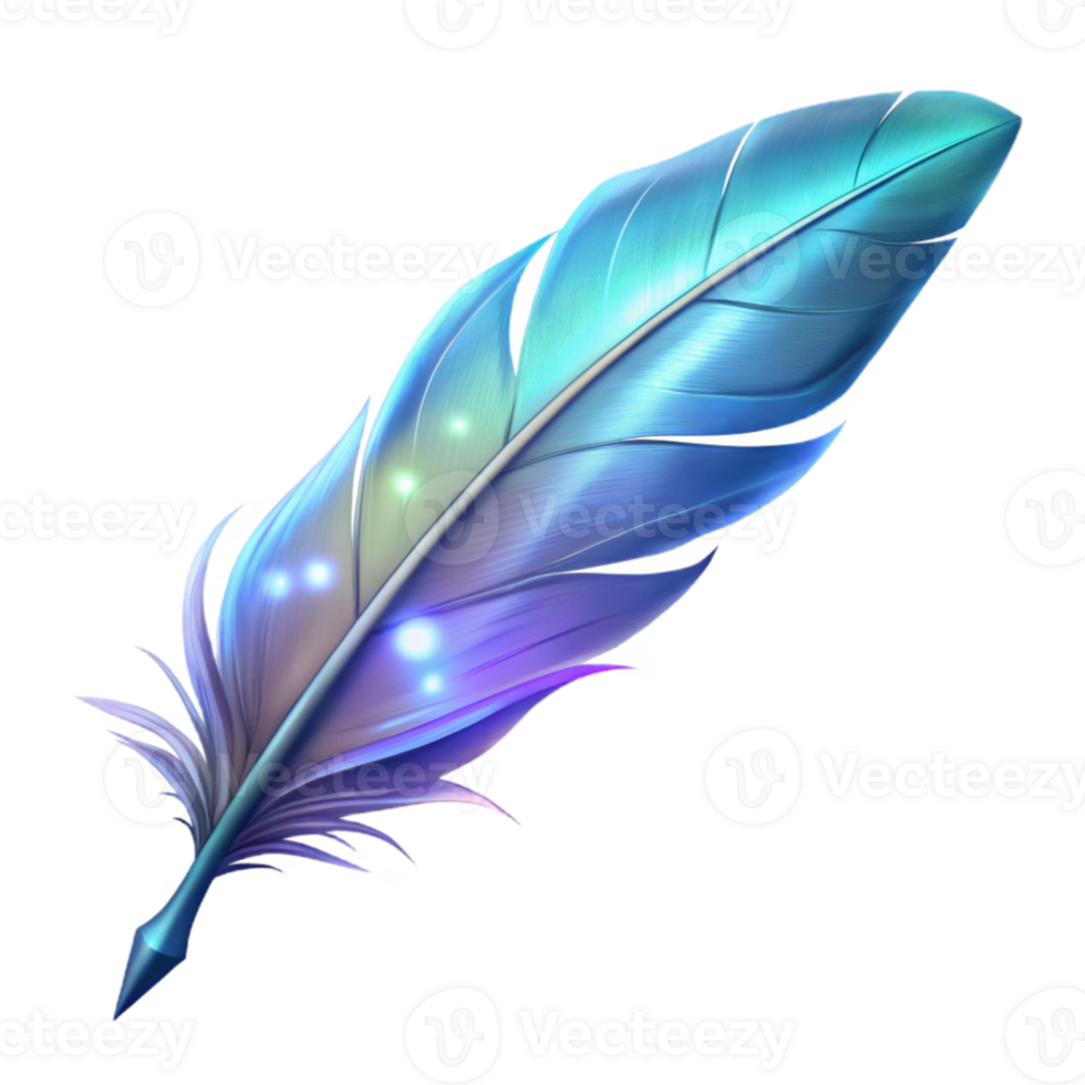 serene abstract A single glowing feather falling from the sky, ethereal and delicate lighting, fantasy art style premium png