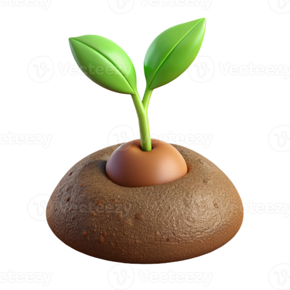 extraordinary abstract A sprouting seedling pushing through rich soil, close-up, earth tones, realistic rendering, authentic png